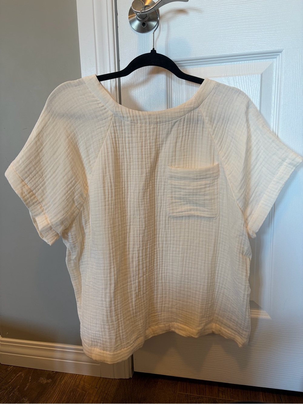 Madewell Cream Short-Sleeve Textured Pocket Tee